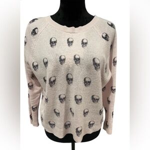 Skull Cashmere Cream/Pink Skull Sweater- Small